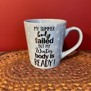 $0 FREE ADD ON Funny Summer Body Winter Body Teal Oversized Coffee Tea Mug #332